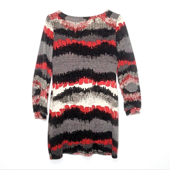 Aryeh Long Sleeve Tunic Sweater Dress Abstract Print Boho Festival Indie Size L - Picture 2 of 7